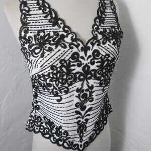 New Vintage Y2K Cache Black Beaded Cocktail Blouse Tank Top Women's Size M